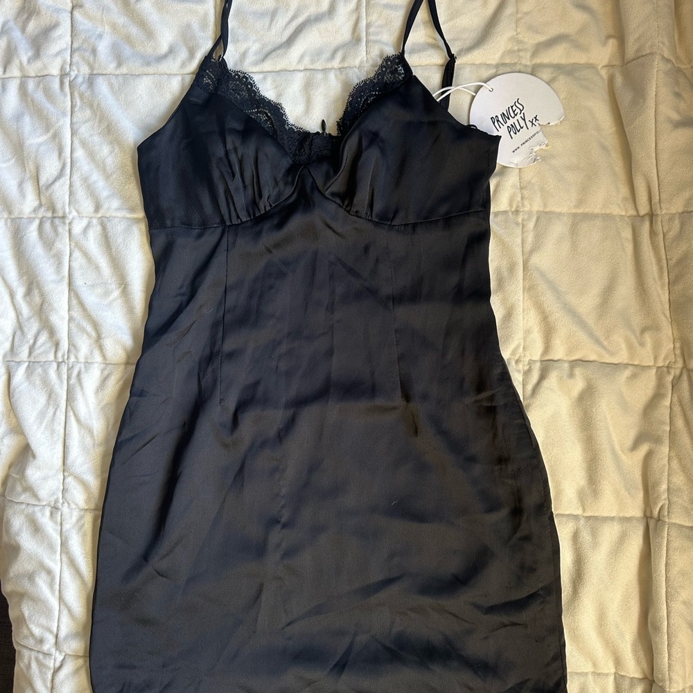 Princess Polly Midnight Black Satin Slip
